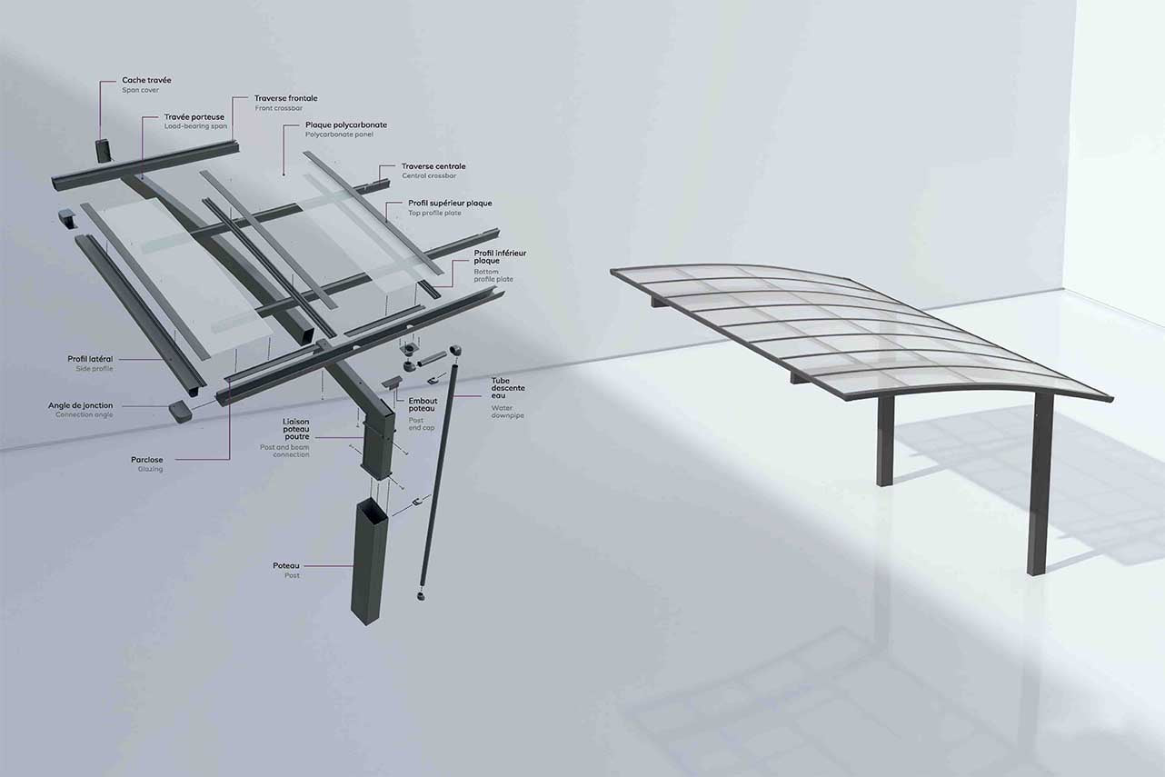 METAL GARDEN Abris de Voiture carport moderne 5000x3000 mm